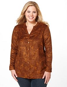 Floral Faux Suede Blouse