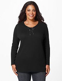 Lace-Up Knit Top