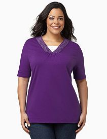 Glitter Crochet V-Neck