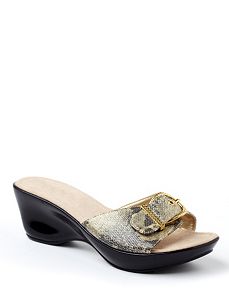 Snakeskin Buckle Wedge