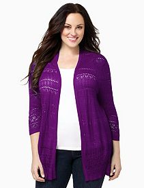 Pointelle Open Cardigan