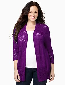 Pointelle Open Cardigan