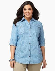 Denim Paisley Buttonfront