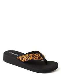 Leopard Embellished Flip-Flops