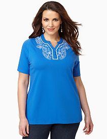 Embroidered Paisley Tee