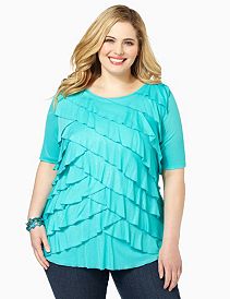 Ruffle Tier Mesh Top