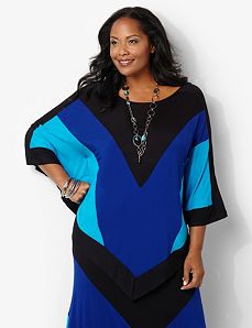 Colorblock Knit Poncho
