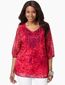 Hydrangea Peasant Top