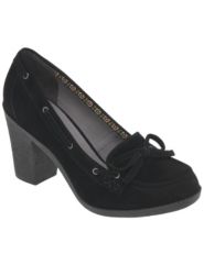 Faux suede heeled loafer