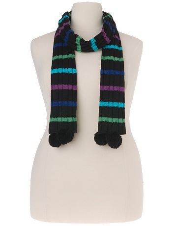 Striped pom pom scarf by Lane Bryant