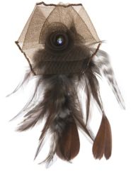 Pheasant feather and tulle rosette pin by Lane Bryant