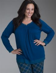 Gathered knit sleep top