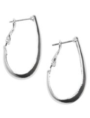 Silvertone flat oval earrings