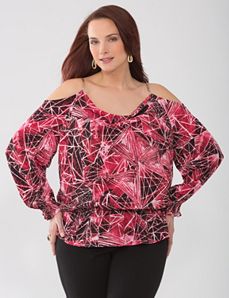 Full Figure Lane Collection cold shoulder blouse