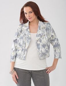 Plus Size Lane Collection Snake Denim Jacket