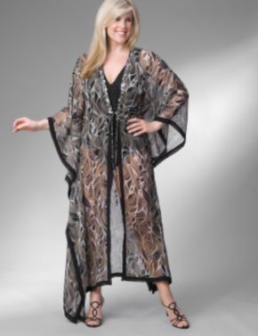 This dramatic caftan to wear poolside is available only at LaneBryant.com. Click on the photo to purchase.