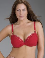 Ruby Red draped plunge bra