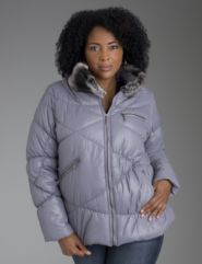 Puff jacket with faux fur collar