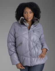 Puff jacket with faux fur collar