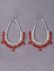 Teardrop hood earrings with beads