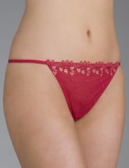 Ruby Red embroidered mesh g-string