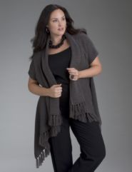 Fringed asymmetrical cardigan