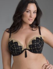 Lace-trim plunge bra