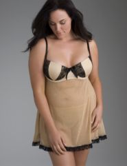 Lace-trim mesh babydoll