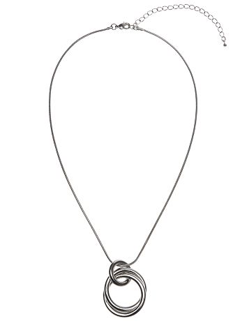 Circle trio silvertone necklace