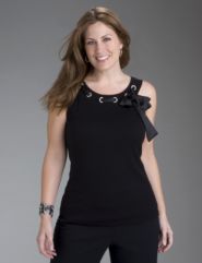 Rhinestone grommet sweater tank