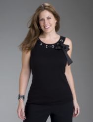Rhinestone grommet sweater tank