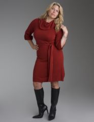 Cowl neck sweater dress