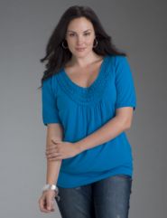 Knit top with soutache trim