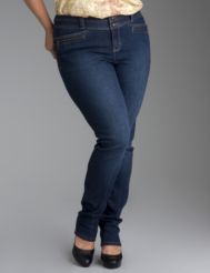 Zipper-detail slim leg jeans