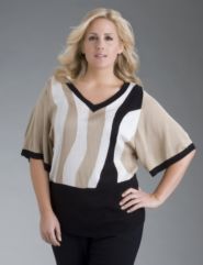 Deep banded V-neck sweater