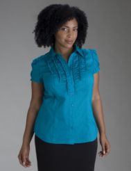 Ruffled shadow stripe blouse