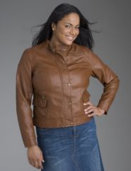 Mock neck motorcycle jacket