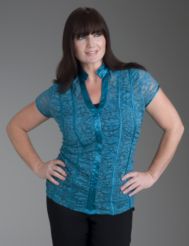 Satin trim lace blouse