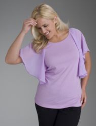 Beaded flutter sleeve top