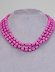 Colorful wood bead necklace