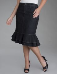 Ruffled denim skirt