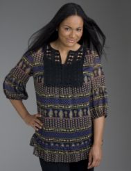 Crochet embellished peasant blouse