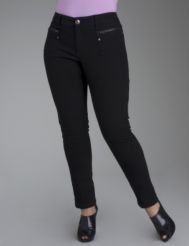 Zipper-trim slim leg pant