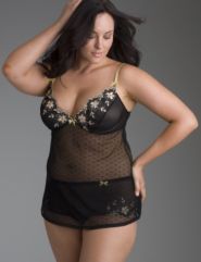 Embroidered mesh cami