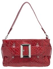 Belted reptile-print handbag