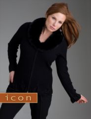 Fox-trim cardigan