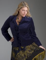Ruffled velvet blazer