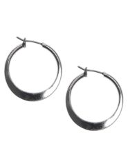 Small silvertone flat hoop earring