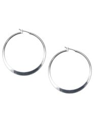 Medium silvertone flat hoop earrings