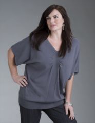 Shirred front sweater